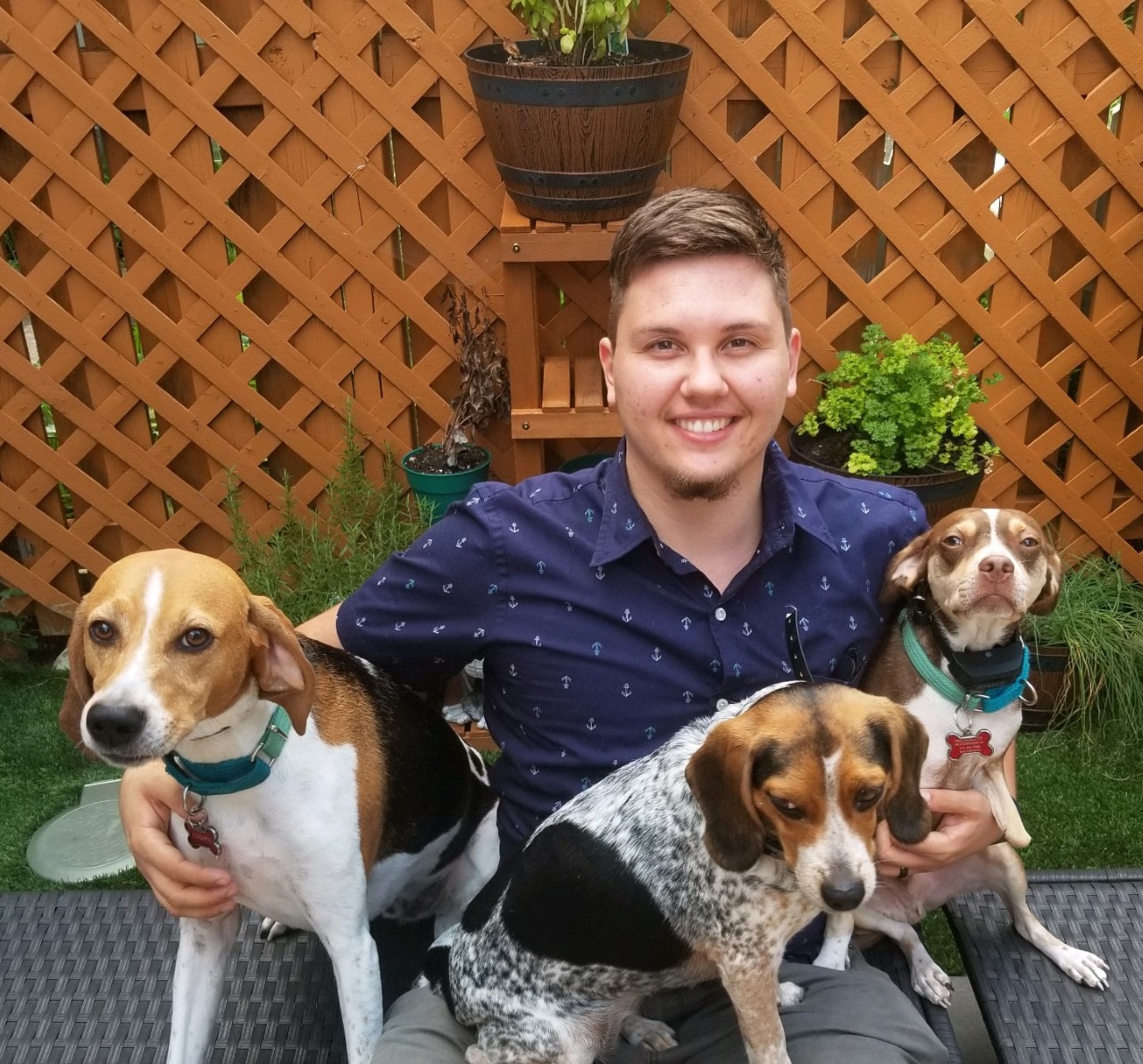 phot of Mr. Cornelius and his three dogs phot of Mr. Cornelius and his three dogs